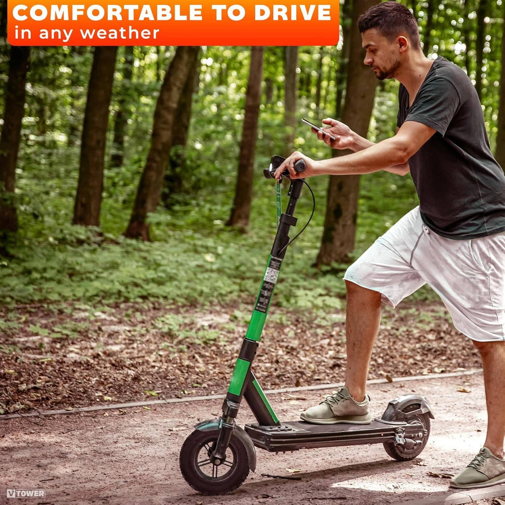Black 10x3" scooter tire and inner tube on an electric scooter wheel