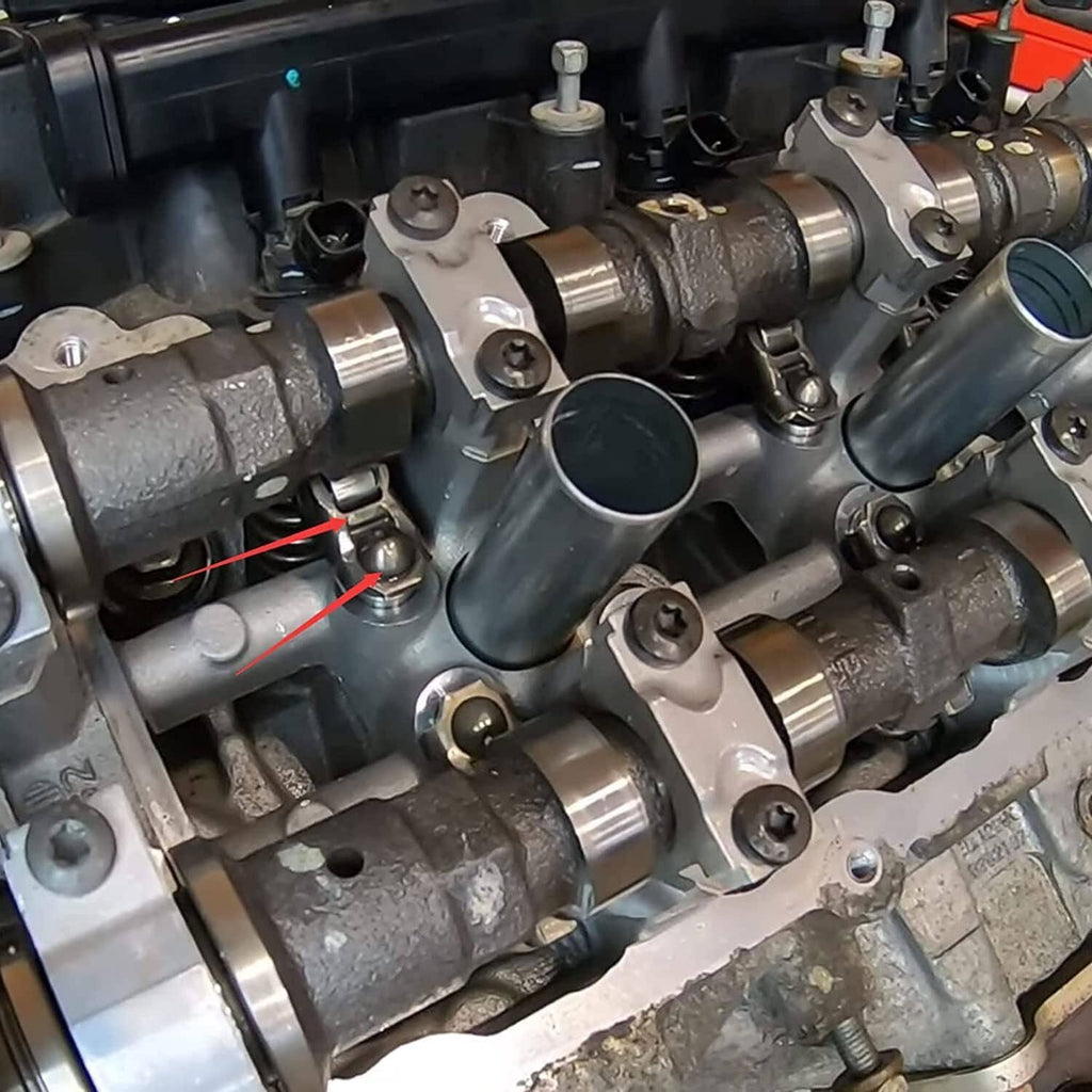 Rocker arms and valve lifters installed on an engine valve train