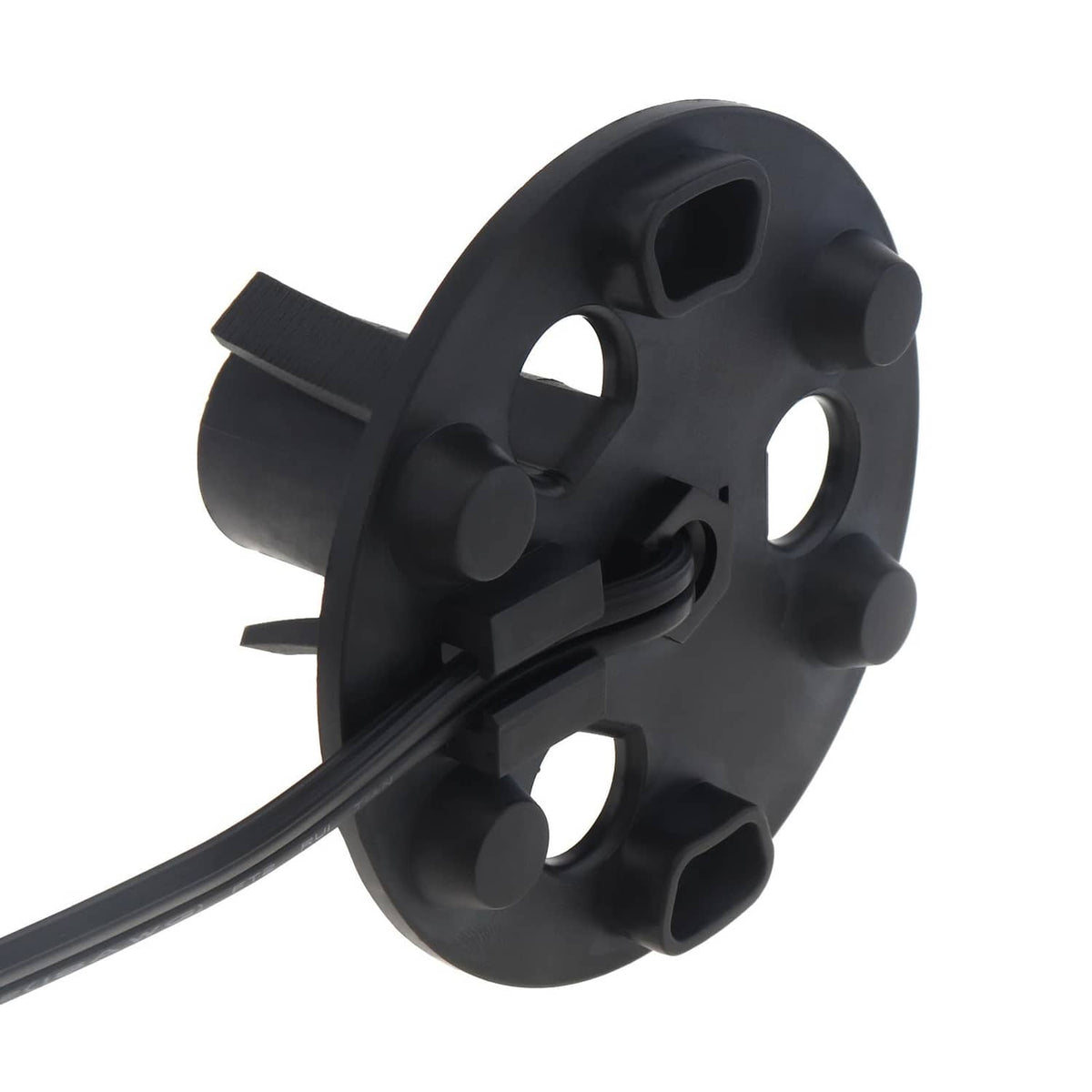 Black salt lamp socket base with central holder and multiple mounting holes