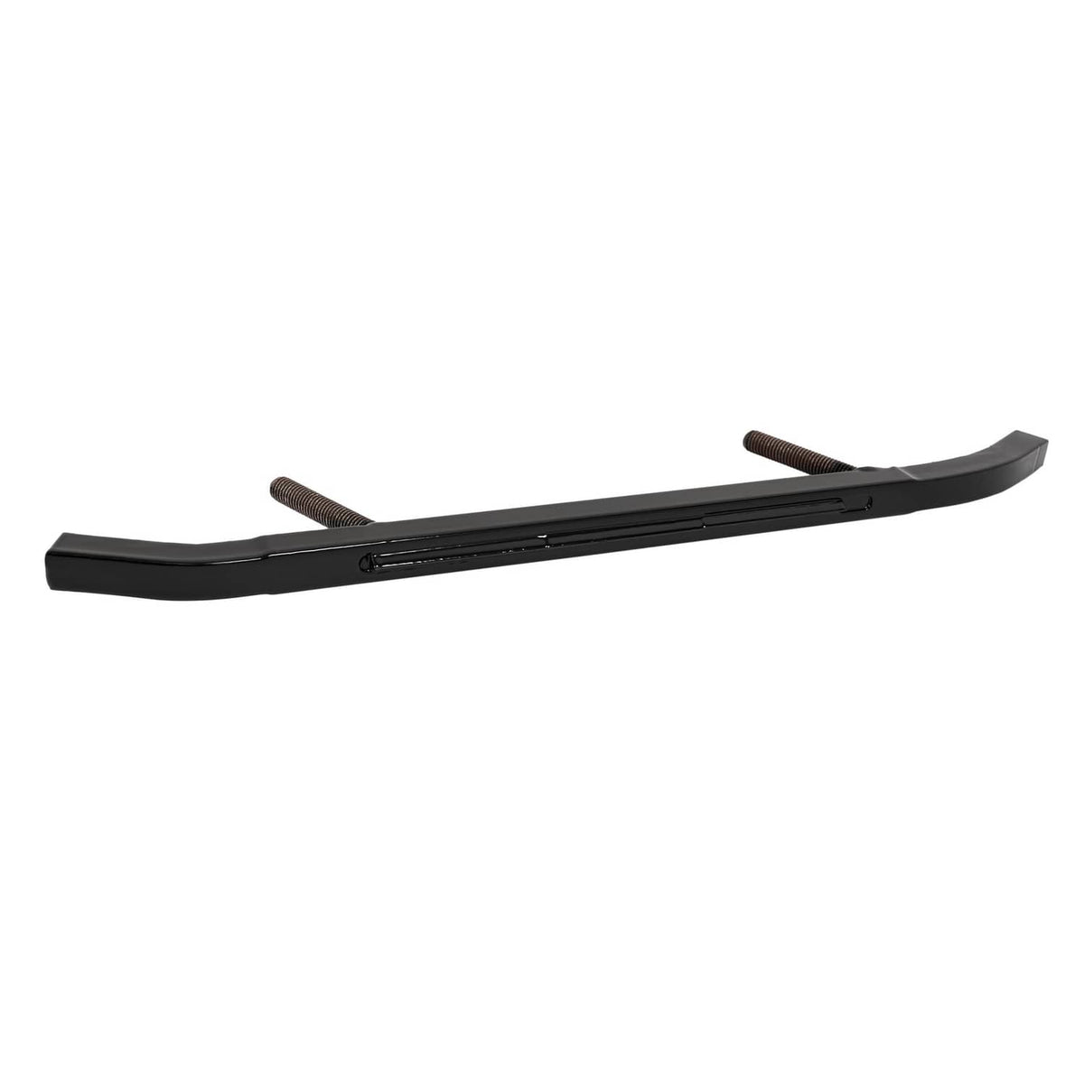 Black powder-coated ski wear bar with threaded bolt studs across the top rail.