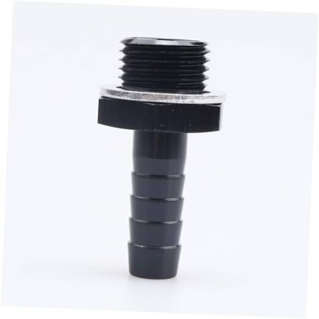 Straight black male metric barb fitting, M16x1.5 thread with barbed end