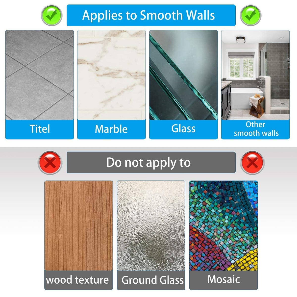 Suction cup connector compatibility chart: applies to smooth walls