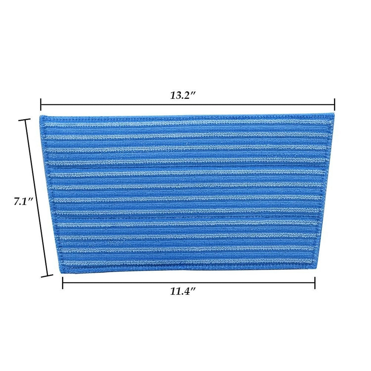 Blue striped microfiber cleaning pad, rectangular size with measurements