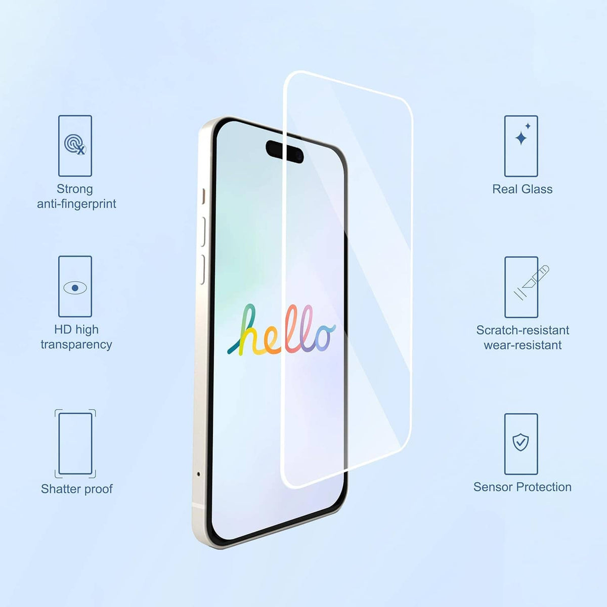 Tempered glass screen protector for phone with clear anti-fingerprint and scratch-resistant