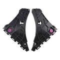 Pair of black front bumper brackets with mounting tabs and pink retaining clips