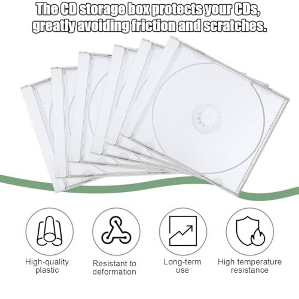 Group of clear single-disc CD jewel cases, white plastic, empty disc slots