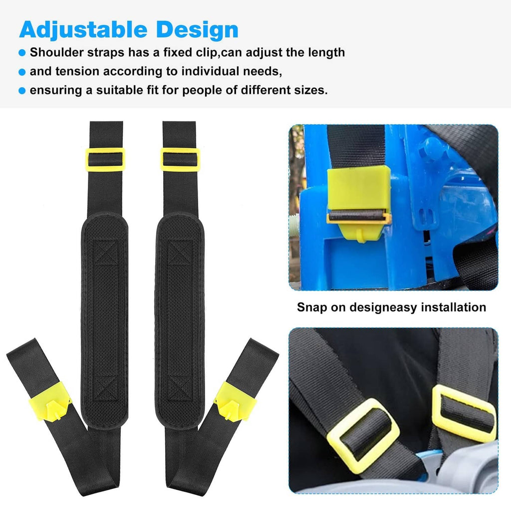 Black adjustable backpack sprayer straps with yellow buckles and end connectors