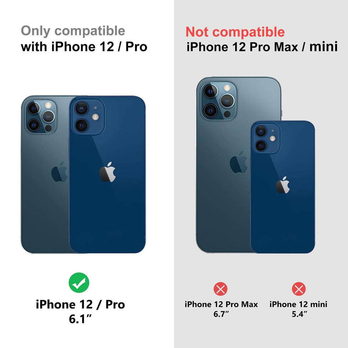 Tempered glass screen protector compatible with iPhone 12/Pro only