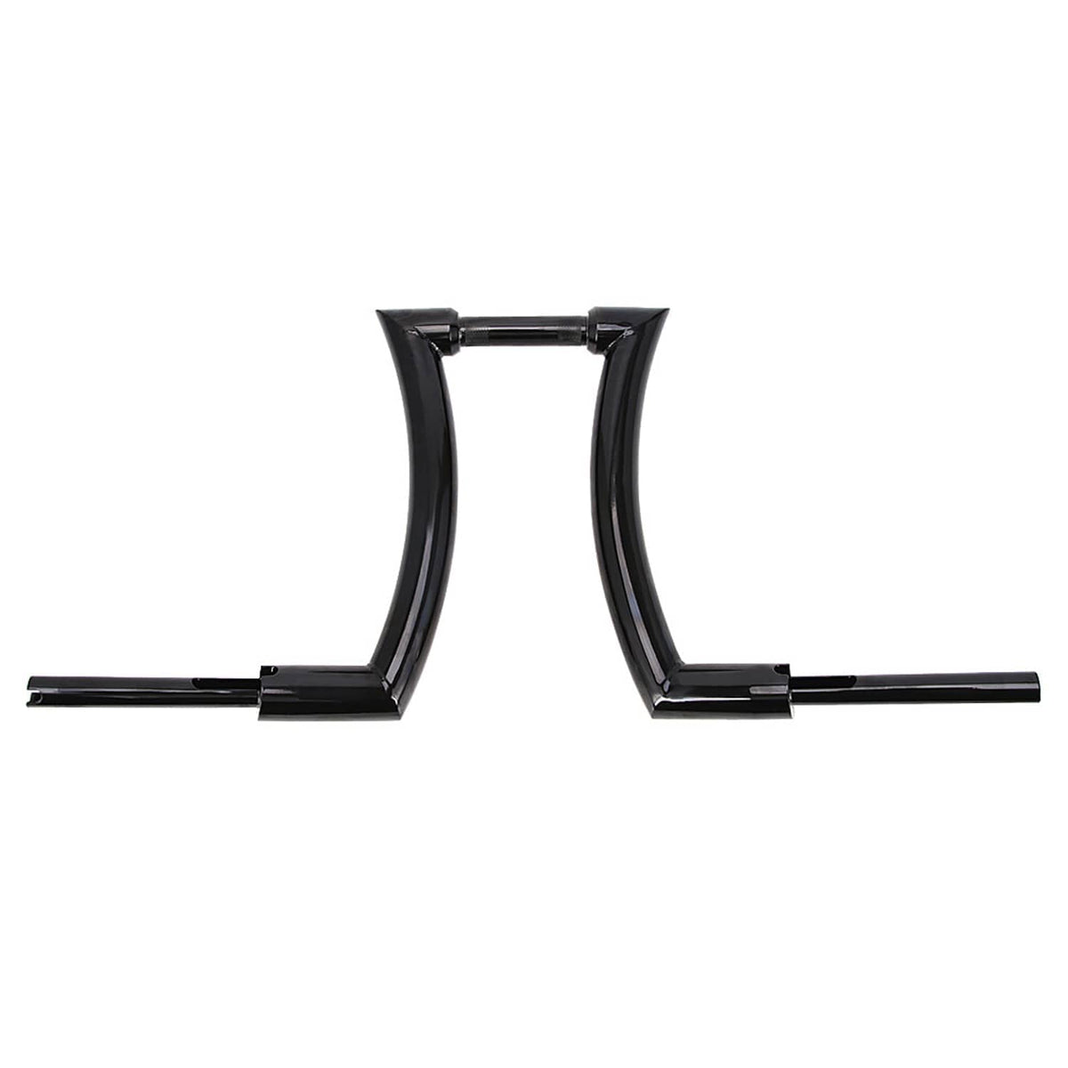 Black ape handlebars accessory, front view of curved legs and mounting base