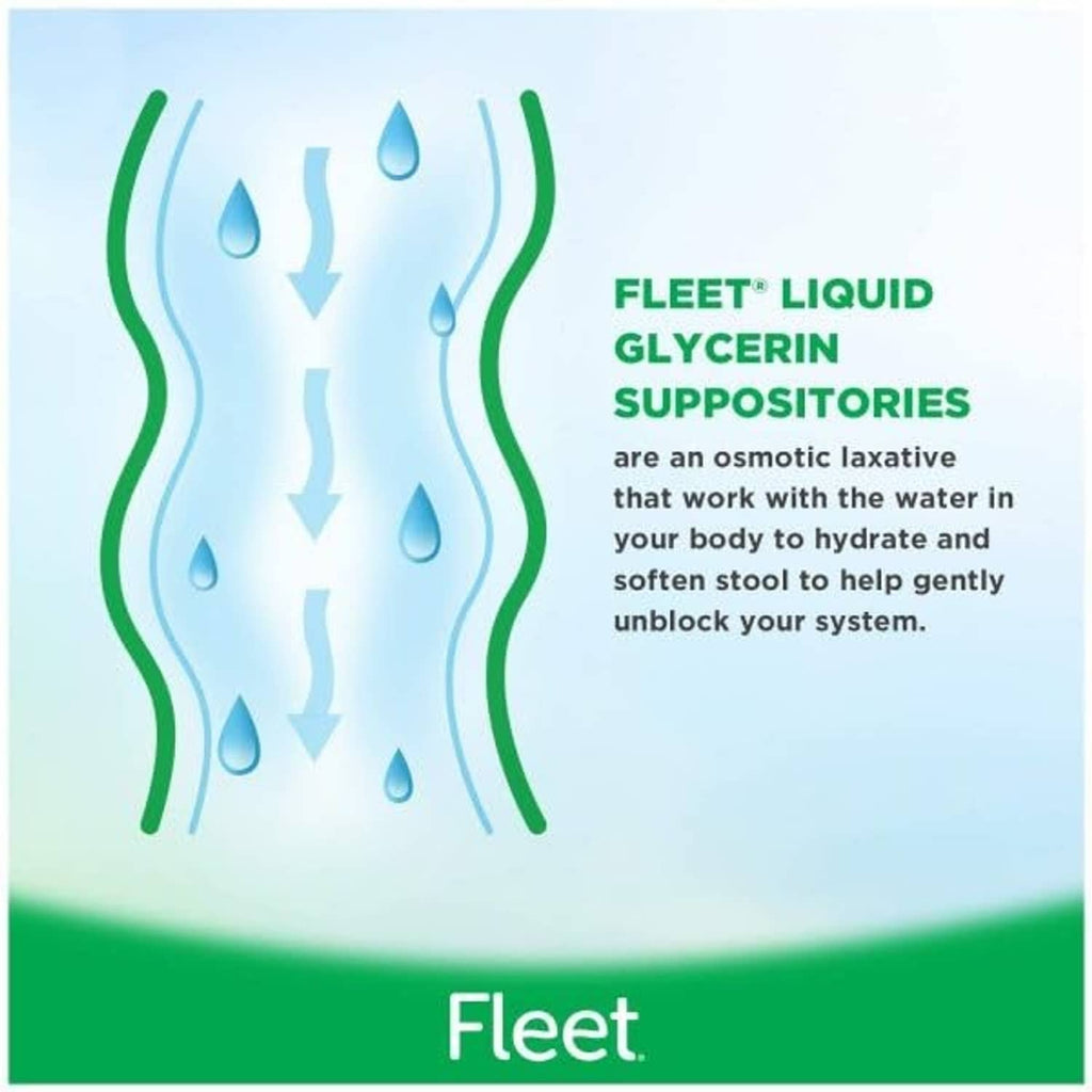 Fleet liquid glycerin suppository label with water-drop diagram