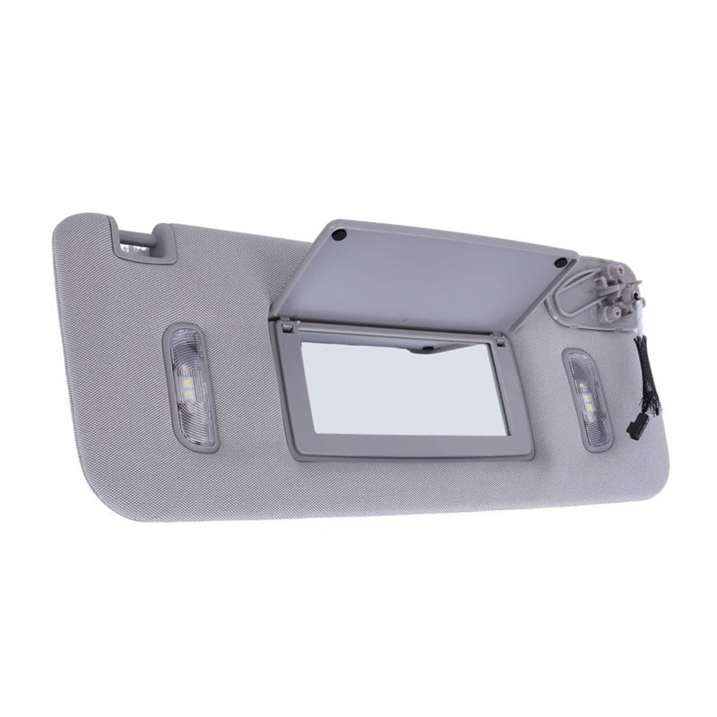 Grey right-side sun visor with rectangular opening and two amber light strips