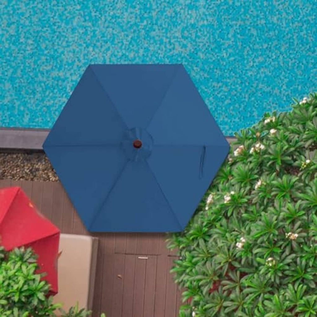 Navy blue patio umbrella canopy cover with center knob and stitched skirt