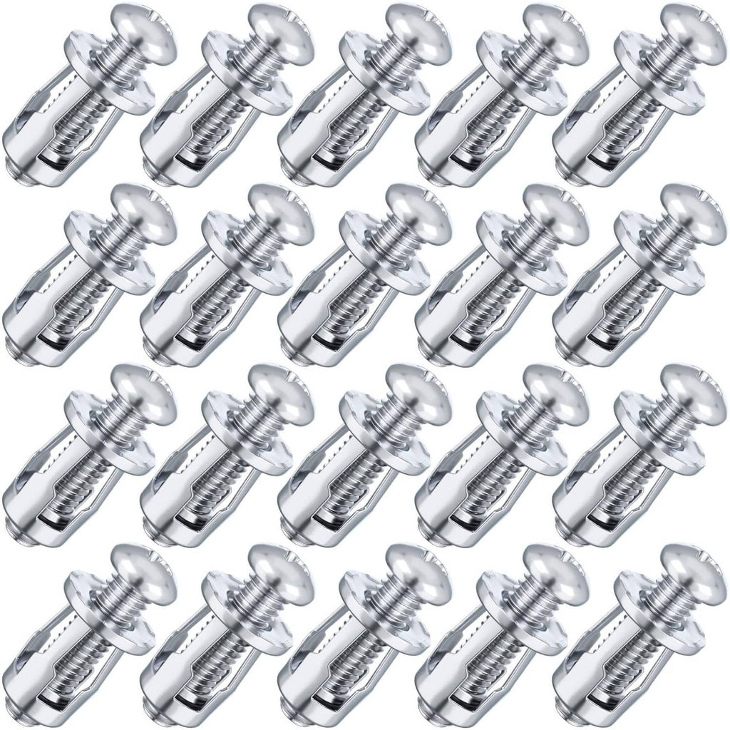 Silver expansion screws with petal nuts, M8 size, 20-pack set