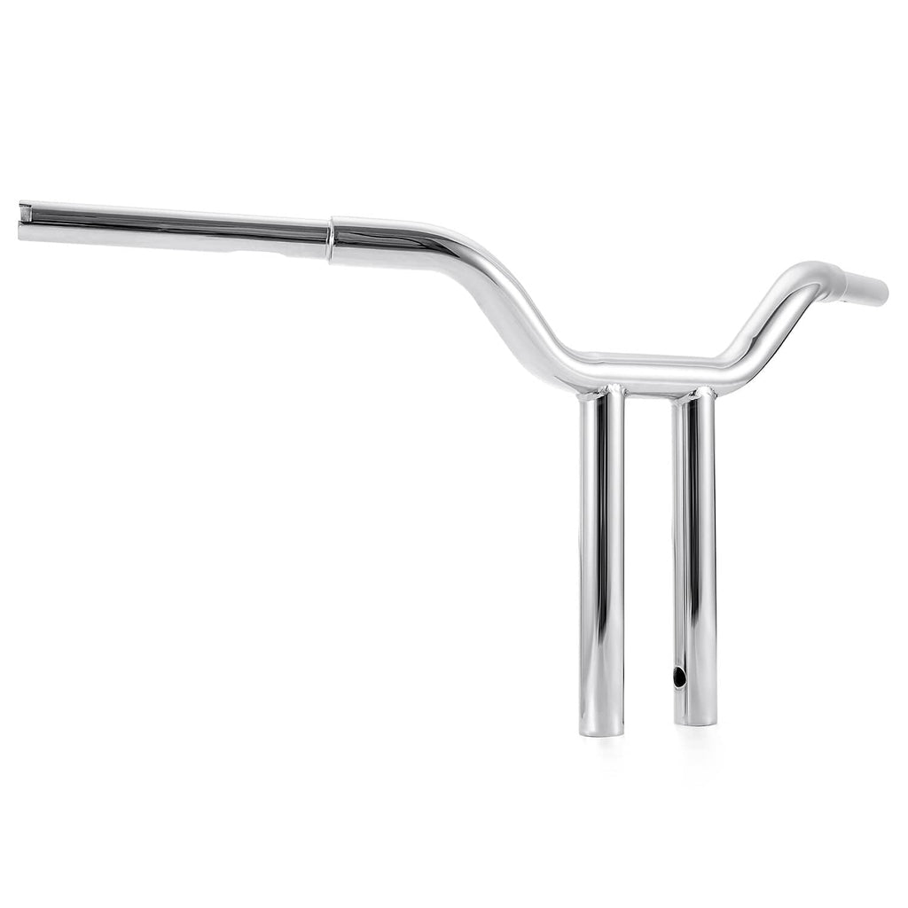 Chrome 14-inch T-bar handlebar with smooth curves and straight end grips