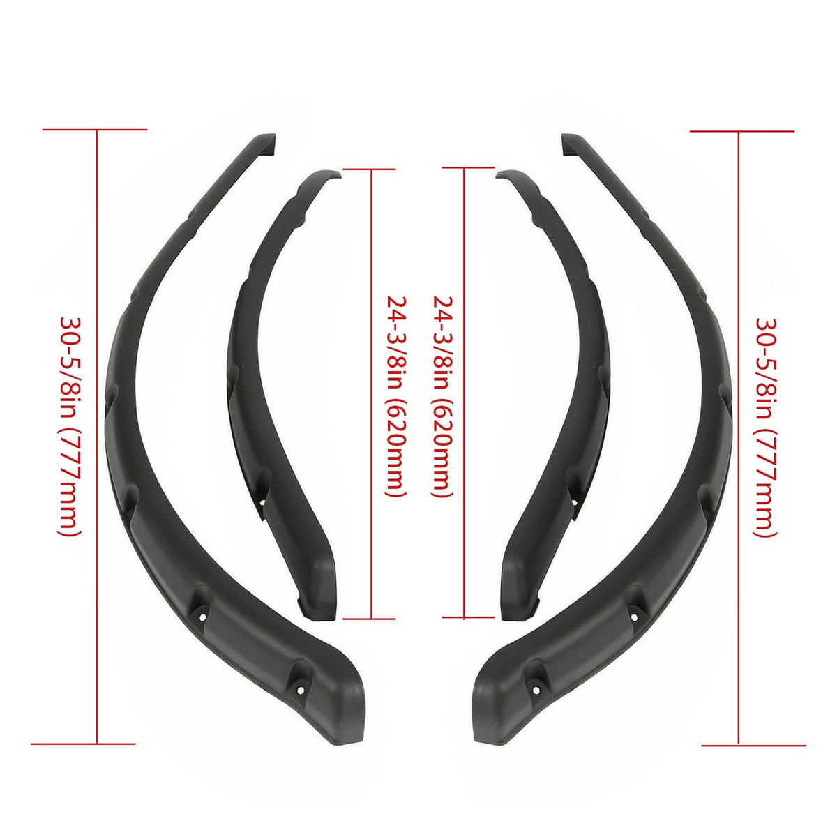 Black golf cart fender flares set with curved guards and mounting points