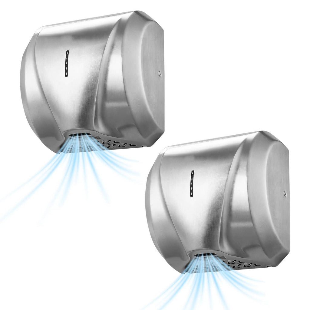 Stainless steel automatic hand dryer with air vents, pack of 2