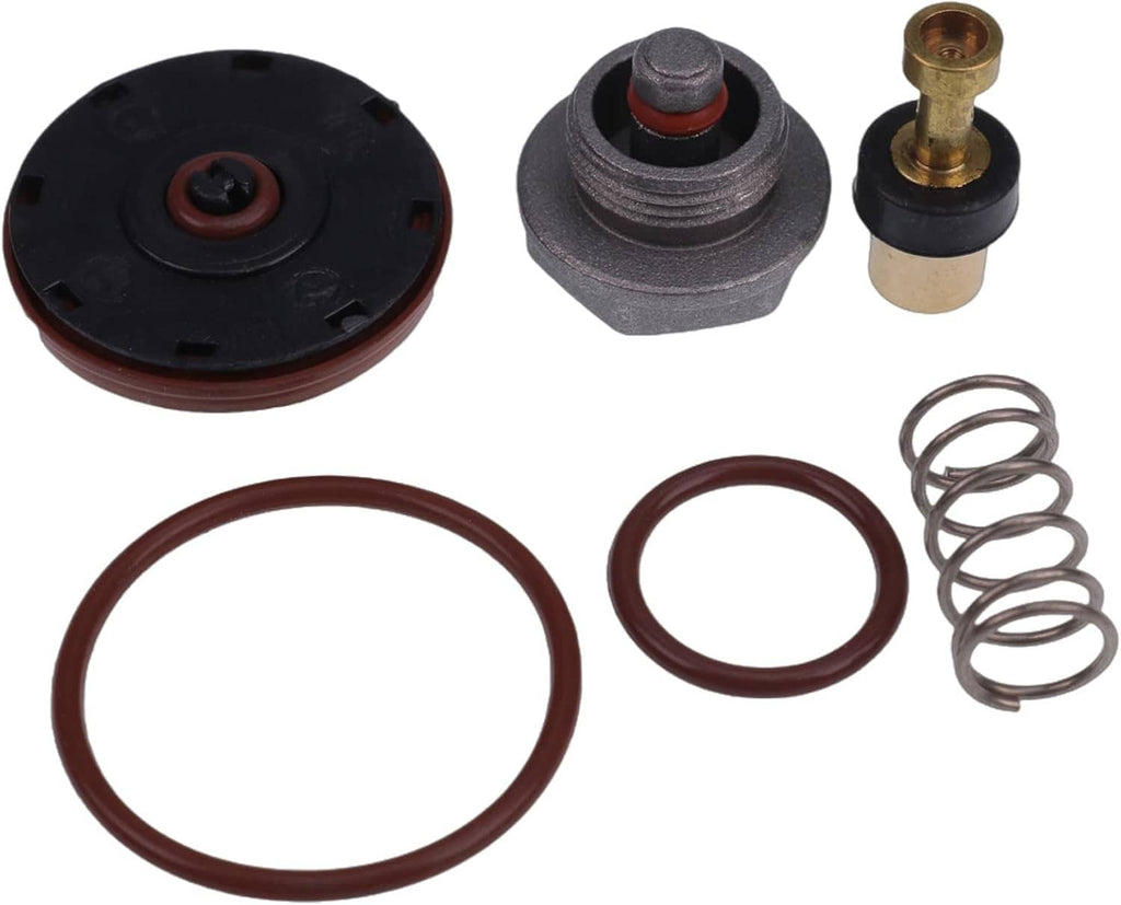 Air compressor regulator repair kit with seals, diaphragm cap, brass valve, spring