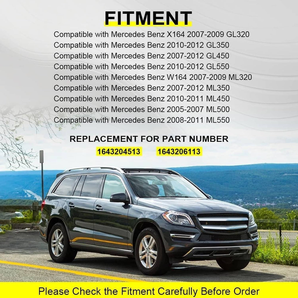 Vehicle fitment compatibility chart with SUV image and replacement part numbers