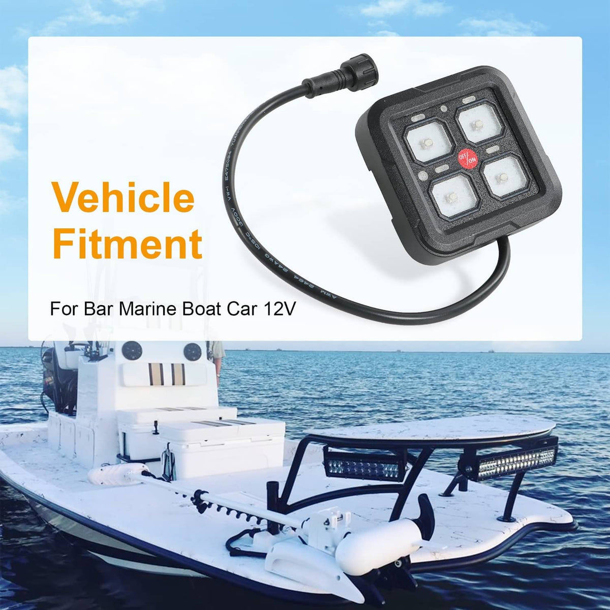 Black circuit control switch panel with cable connected on a marine boat application