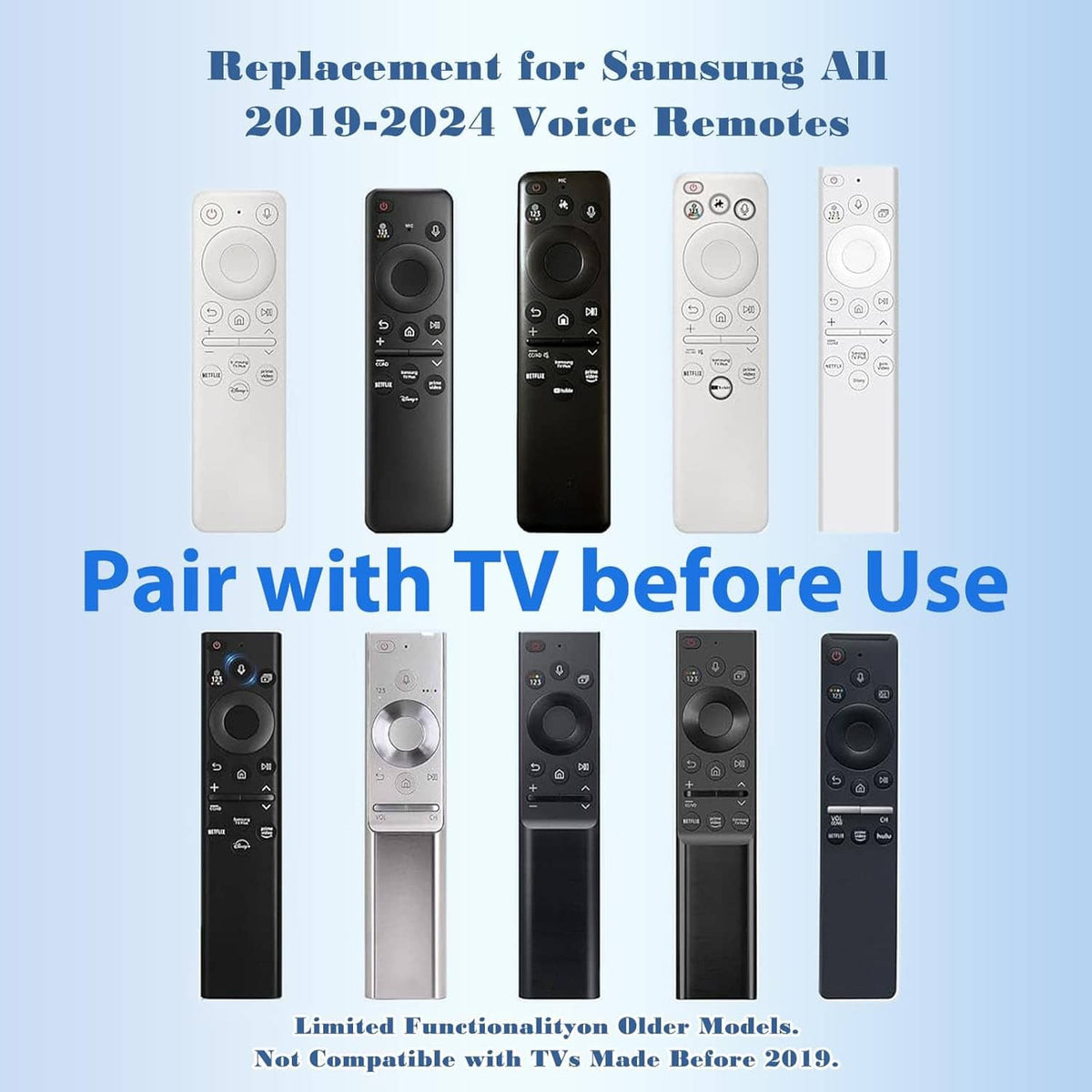 TV keyboard remote replacement layout with multiple remote color options