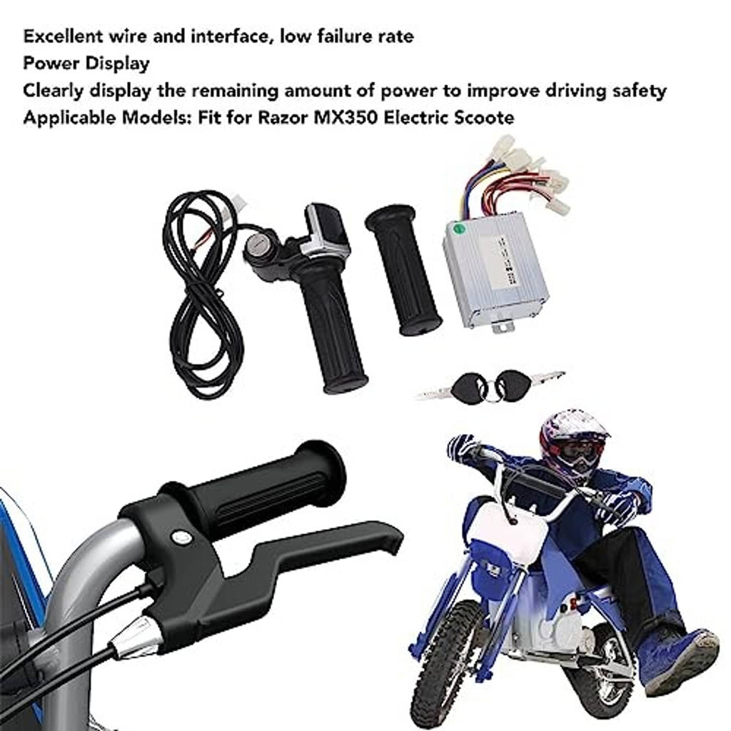 Throttle grip lock speed controller kit with dual grips, wiring, controller box, keys