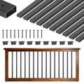 Black steel rectangle railing balusters with mounting hardware and screws