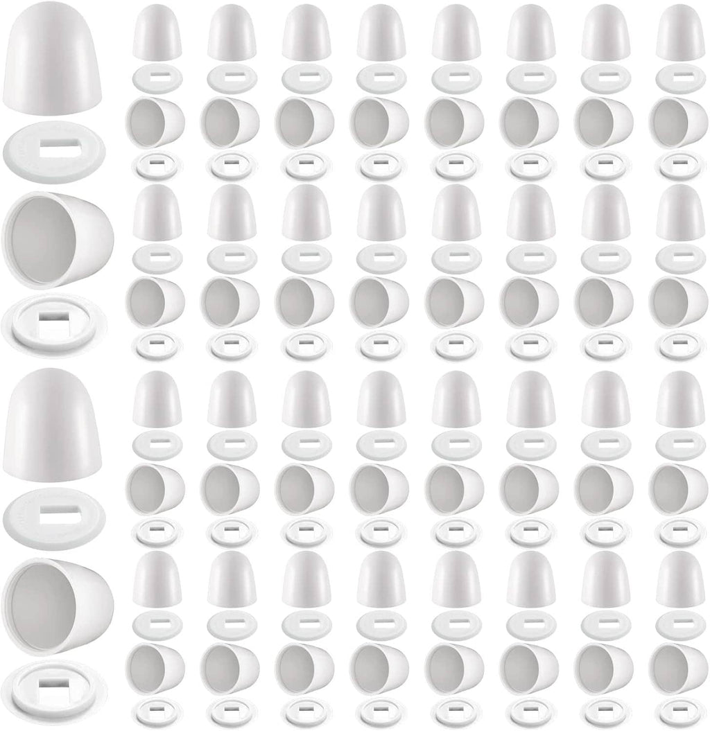 Universal toilet bolt cap covers, push-on plastic, round caps set (white)