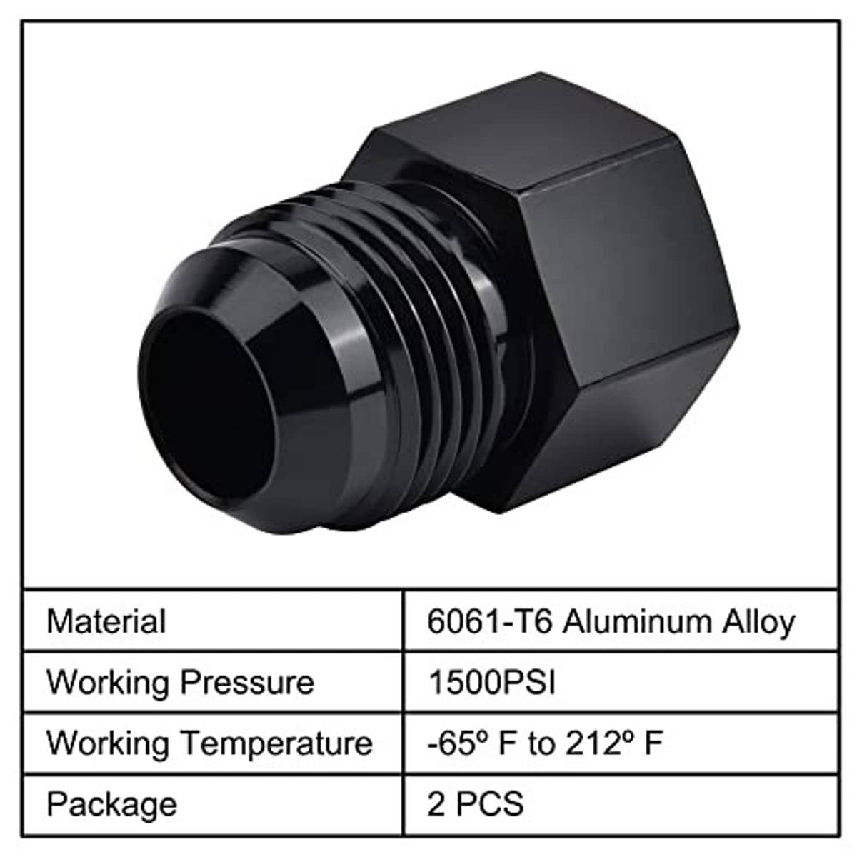 Black aluminum 10AN to 1/4-18 NPT adapter fitting, angled view of threads