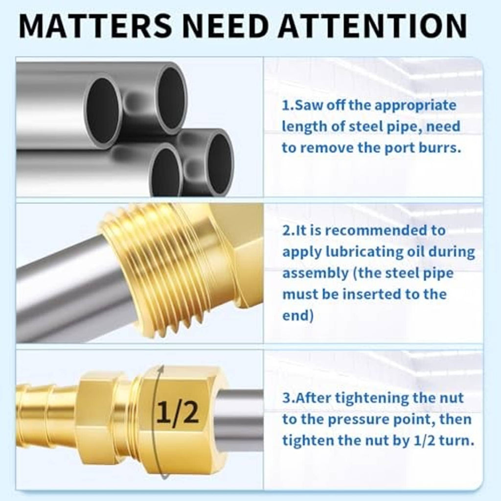 Brass compression union fitting with threaded nut and barbed end for metal pipe