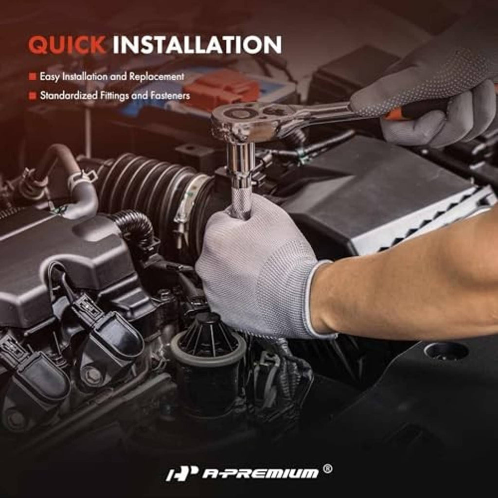 Black coolant hose pipe installation with glove holding connector