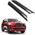 Pair of black A-pillar windshield trim molding guards with mounting clips