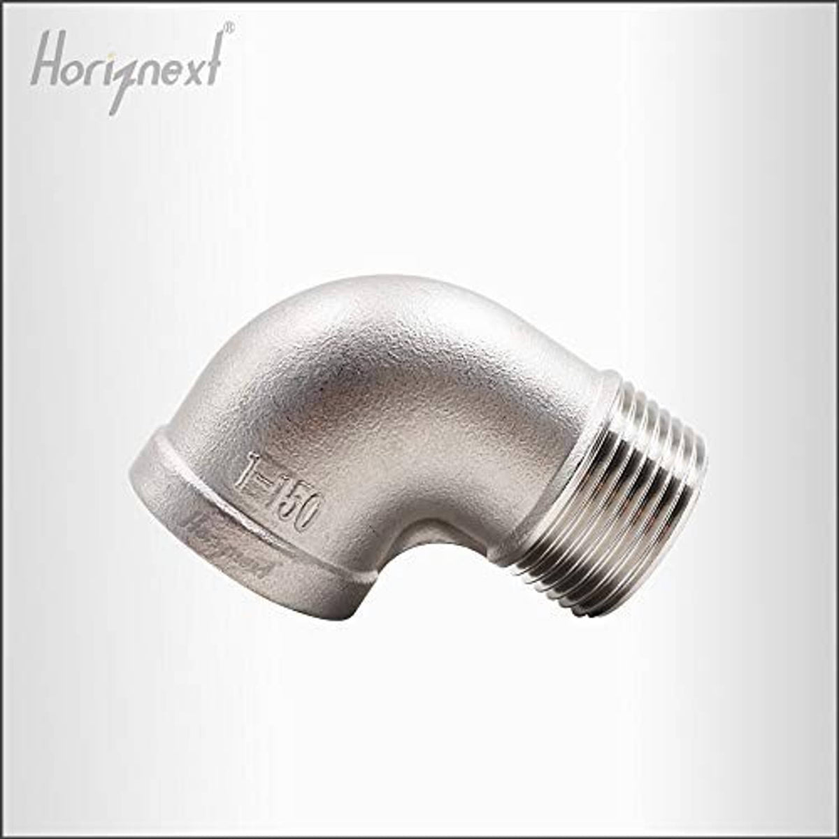 Stainless steel 90-degree elbow fitting with external NPT threads