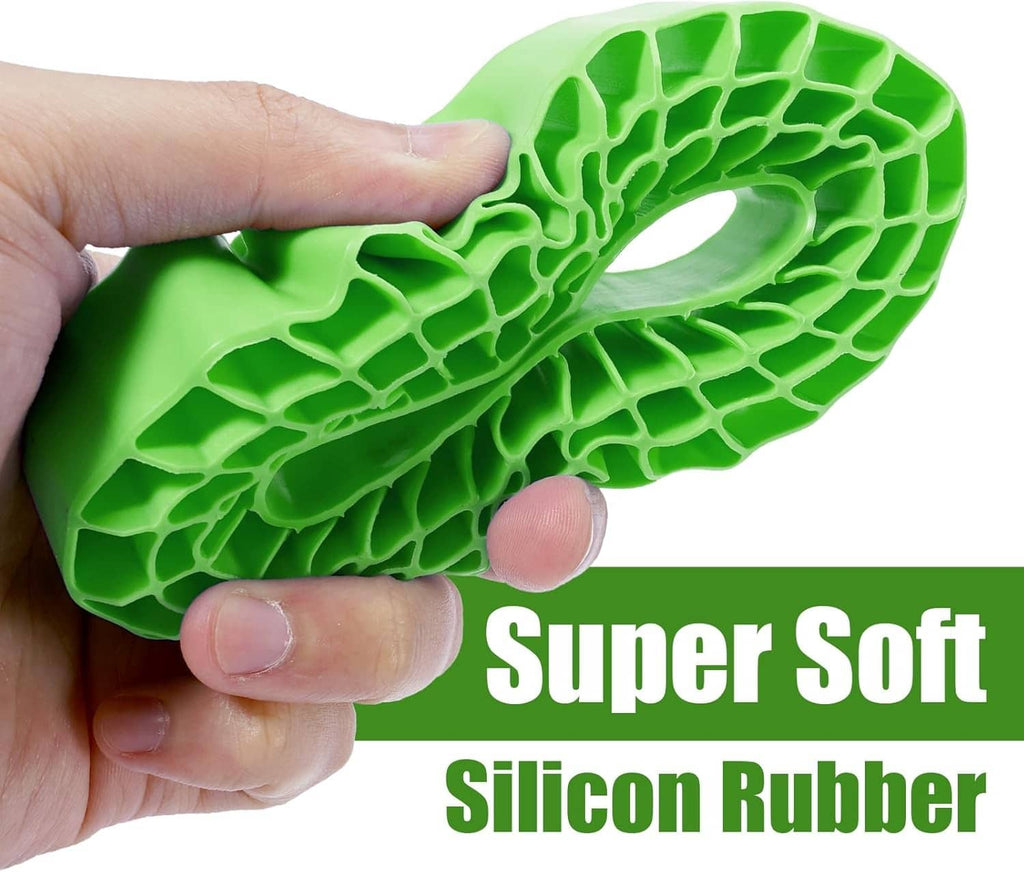Green silicone rubber tire insert detail, flexible honeycomb tread profile and center hole