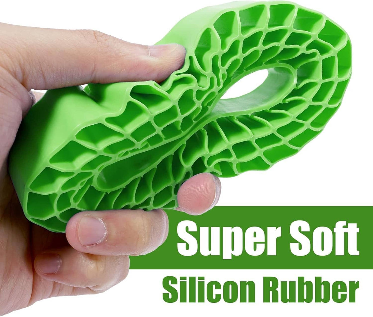 Green silicone rubber tire insert detail, flexible honeycomb tread profile and center hole