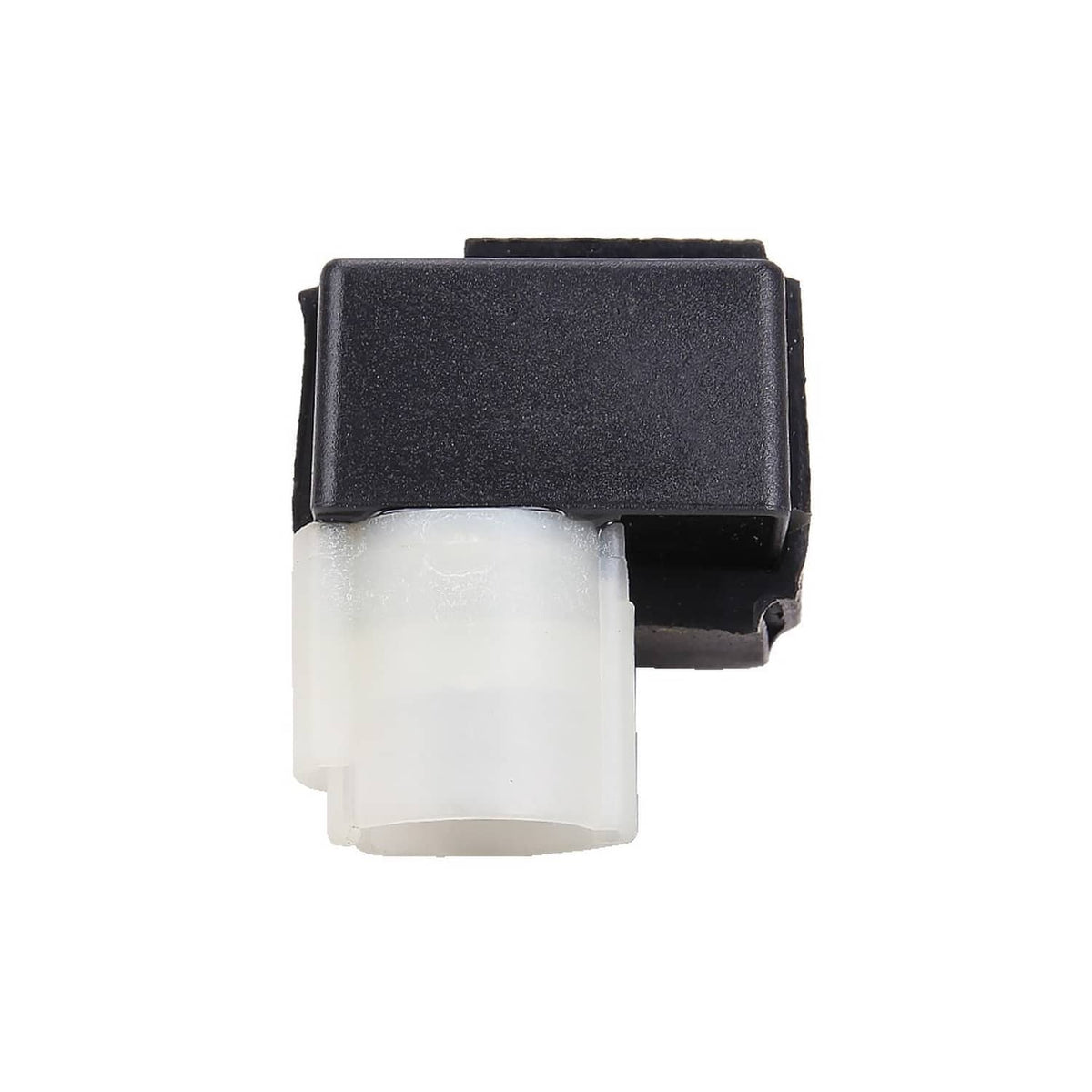 CDI box close-up with translucent white connector block and black mounting tab