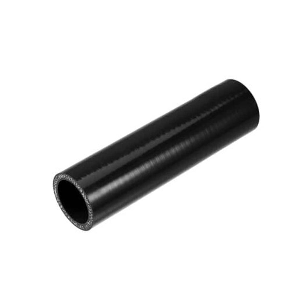 Black reinforced silicone straight coupler hose, short tube with open ends.