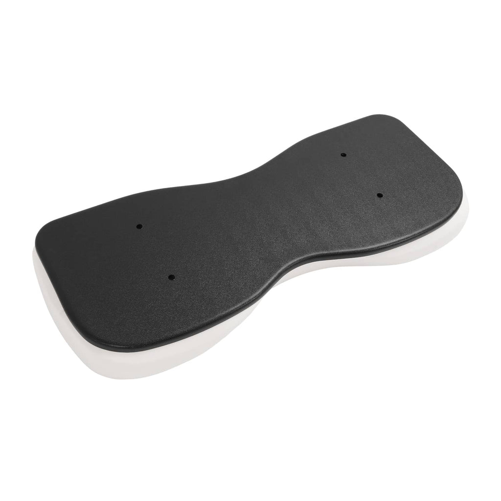 Front seat backrest pad assembly with black top, light underside, 2 mounting holes