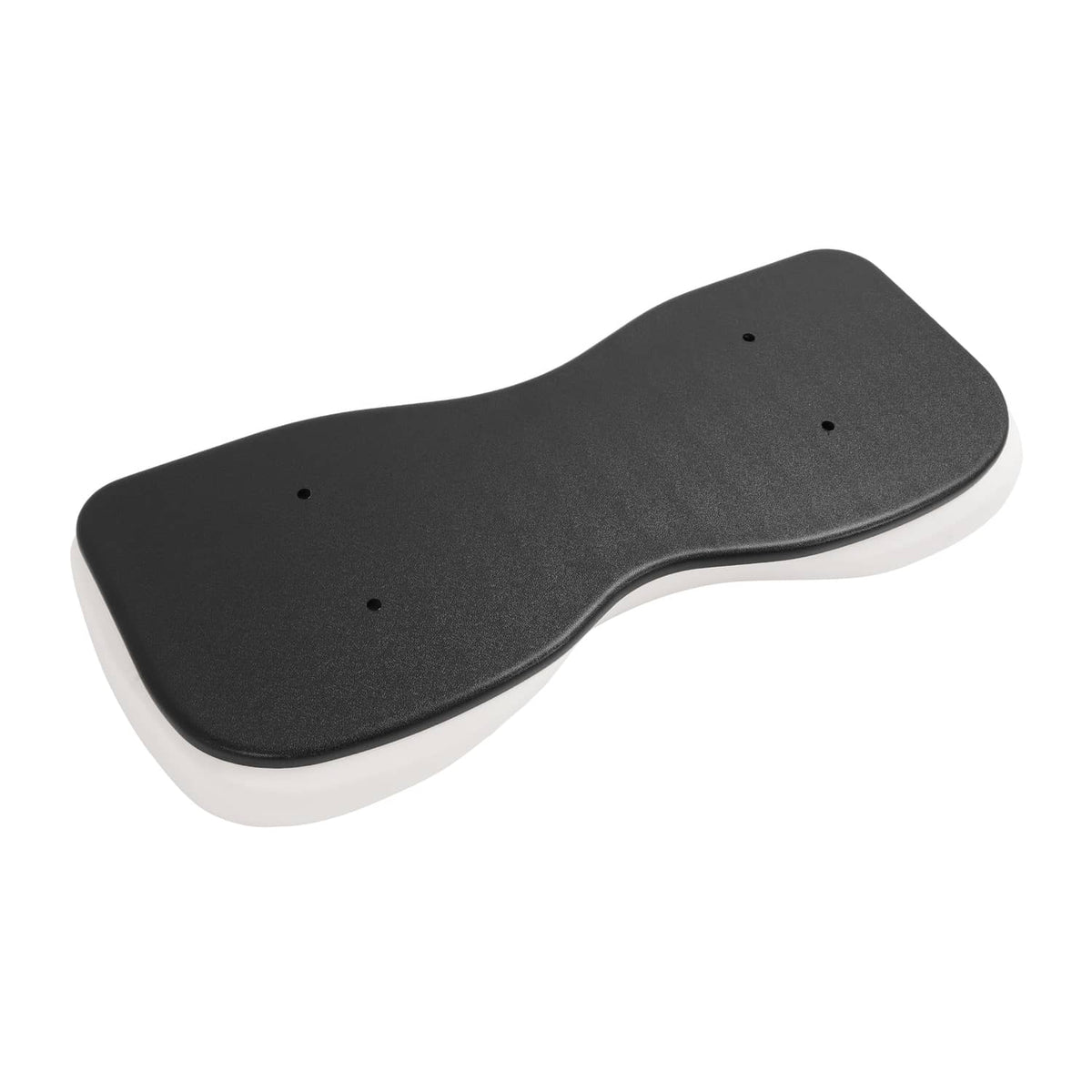 Front seat backrest pad assembly with black top, light underside, 2 mounting holes