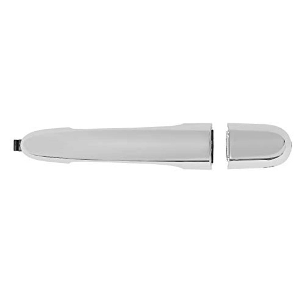 Long silver exterior door handle with oval end grips, front right orientation