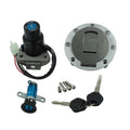 Black ignition switch and key set with fuel cap lock cylinder and mounting base