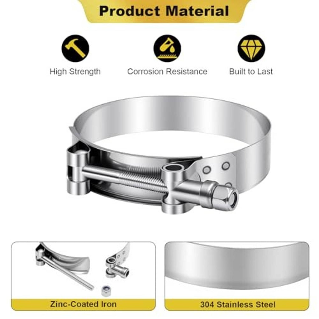 304 stainless steel T-bolt hose clamp with hex bolt and perforated band