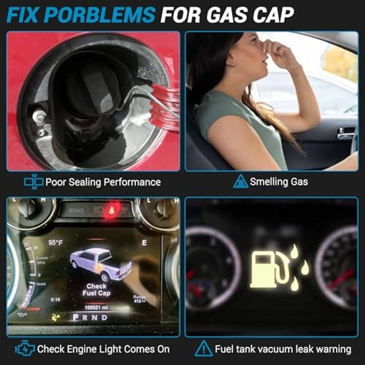 Yellow fuel tank gas cap replacement for a sealed fuel tank opening