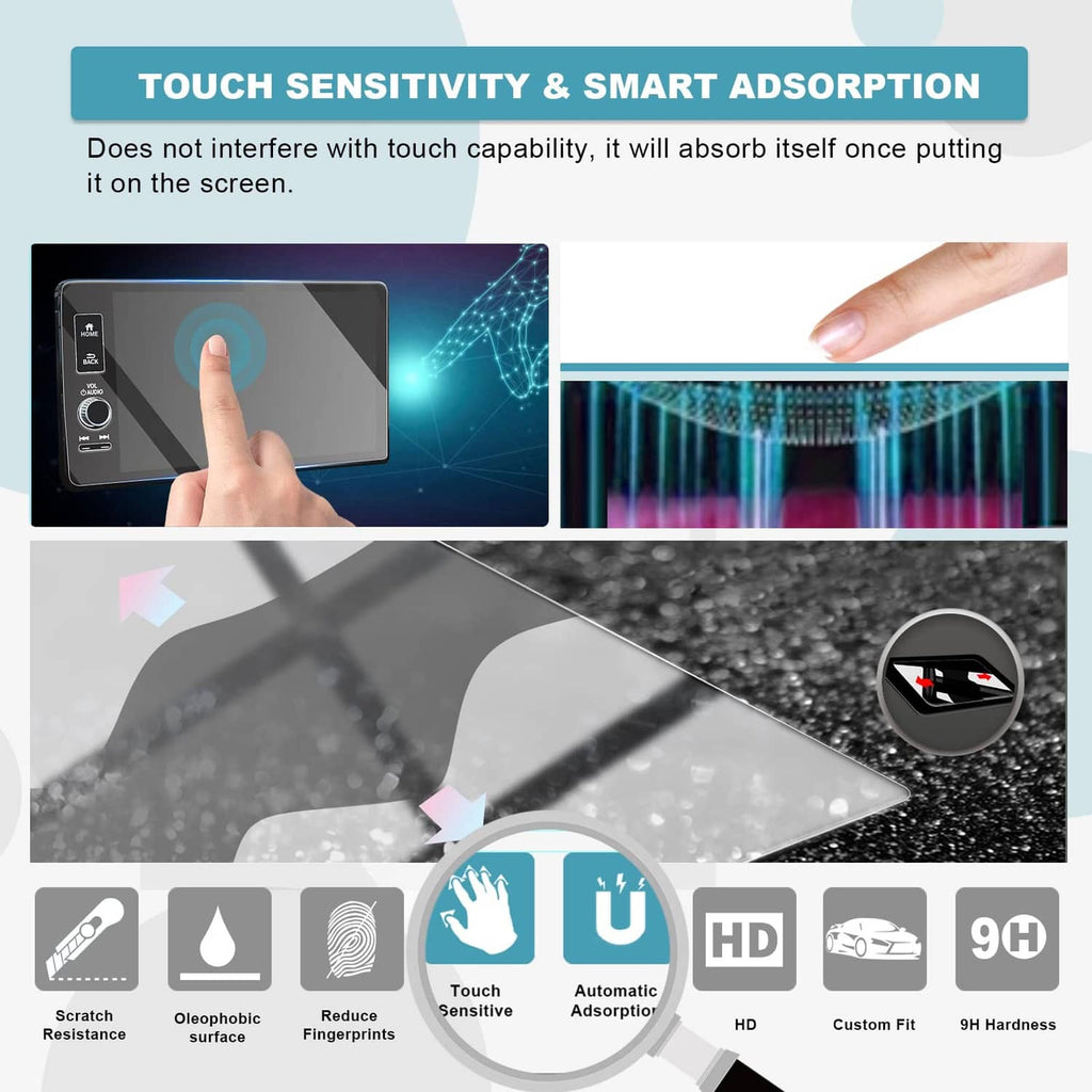 Tempered glass screen protector with touch-sensitive surface for car infotainment