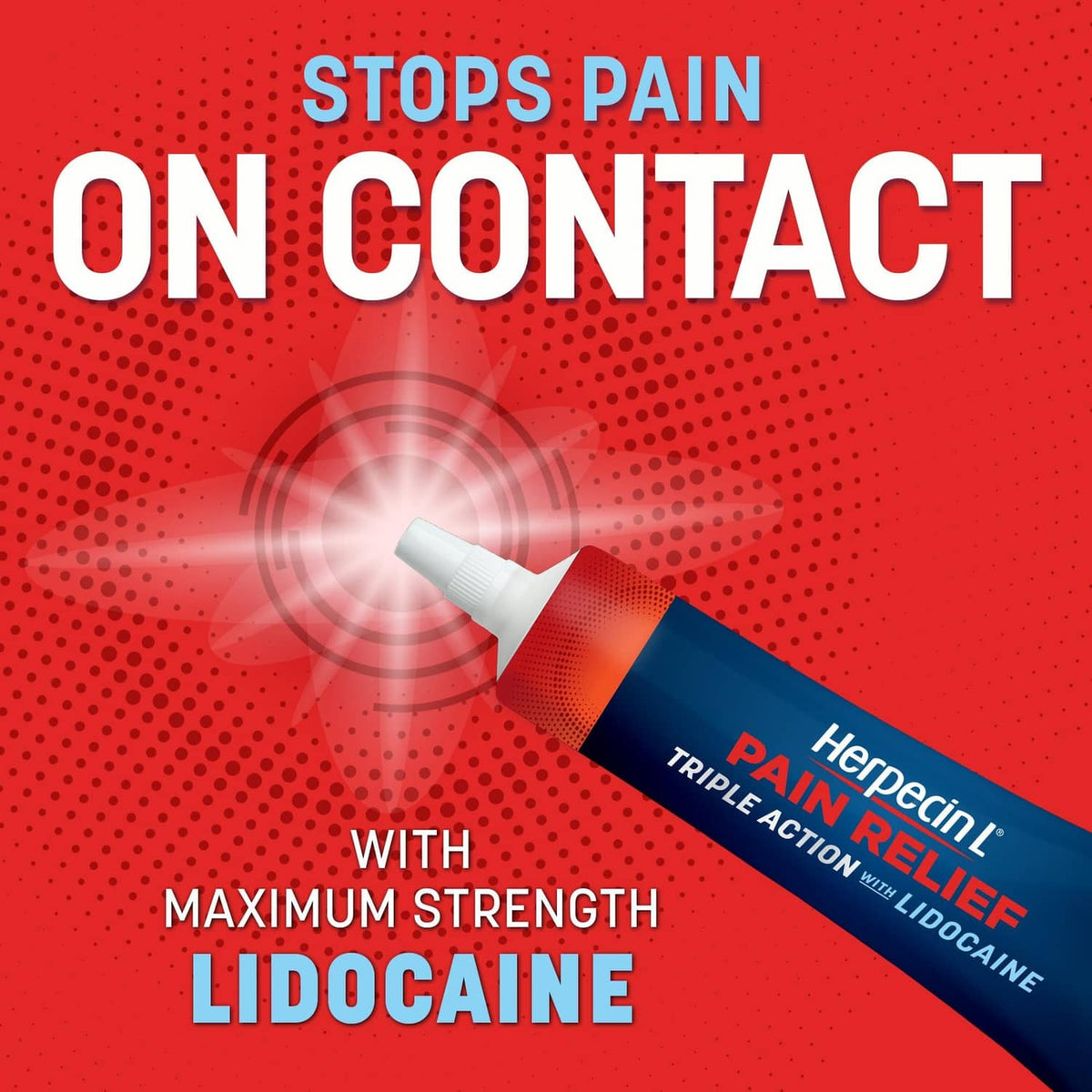 Herpecin-L pain relief tube with maximum strength lidocaine for instant pain and itch