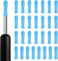 Blue ear wax removal replacement tips arranged in rows