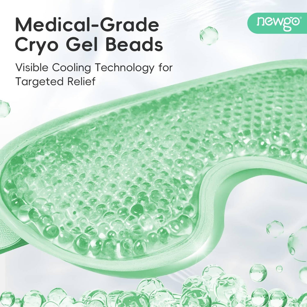 Medical-grade cooling gel bead eye mask with translucent green textured surface