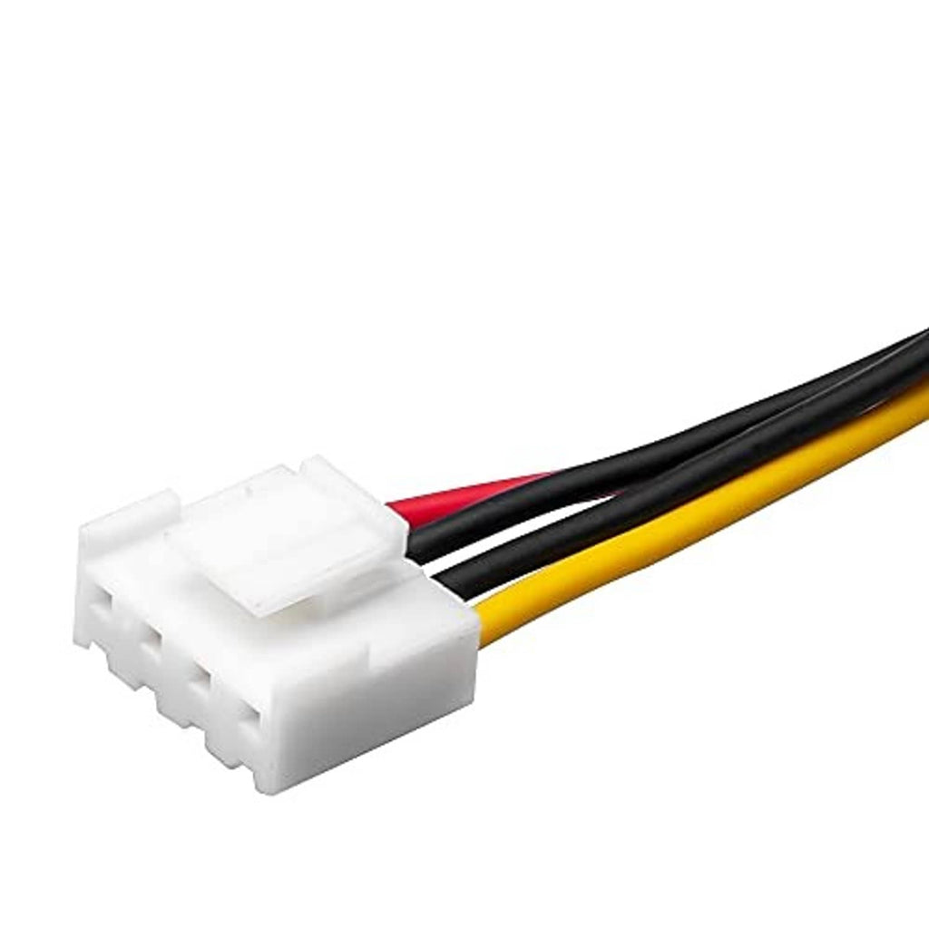 White 4-pin header connector on a power adapter cable with colored wires