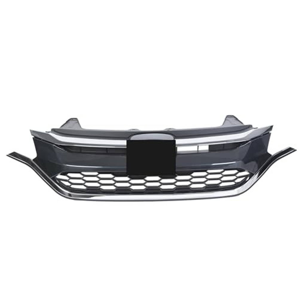 Front bumper grille cover with black mesh and dark upper slats