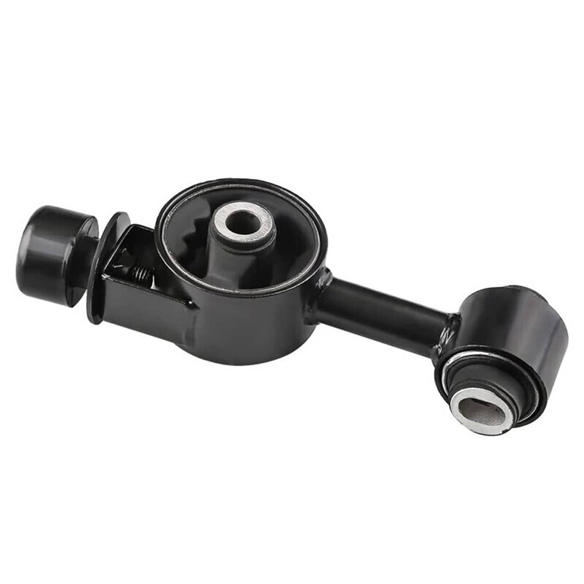 Upper engine torque strut mount, black steel housing with two rubber bushings
