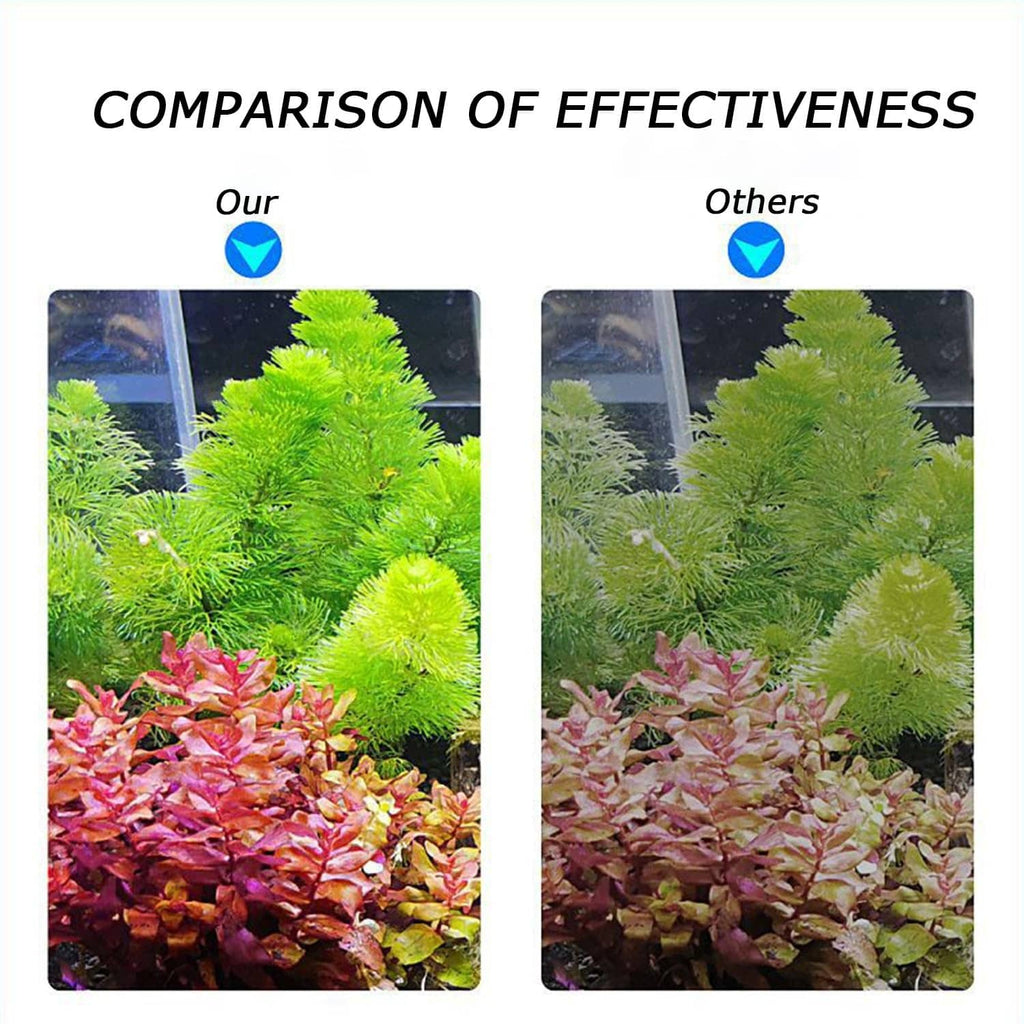 LED aquarium clamp light shown with brighter plant lighting versus another setup